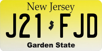 NJ license plate J21FJD