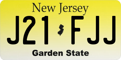 NJ license plate J21FJJ