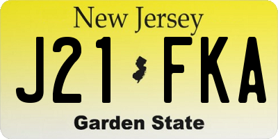 NJ license plate J21FKA