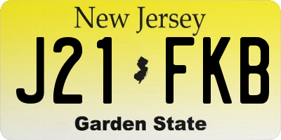 NJ license plate J21FKB