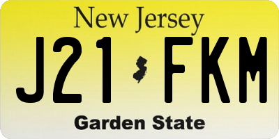 NJ license plate J21FKM