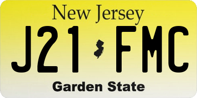 NJ license plate J21FMC