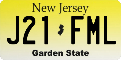 NJ license plate J21FML