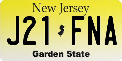 NJ license plate J21FNA