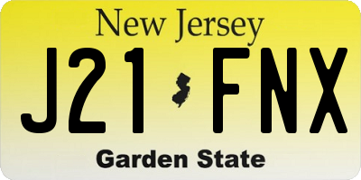 NJ license plate J21FNX