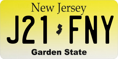 NJ license plate J21FNY