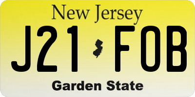NJ license plate J21FOB