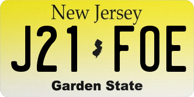NJ license plate J21FOE