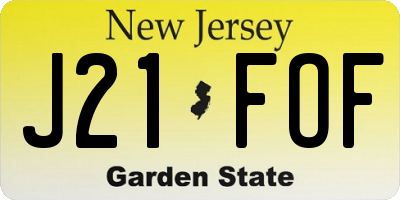 NJ license plate J21FOF