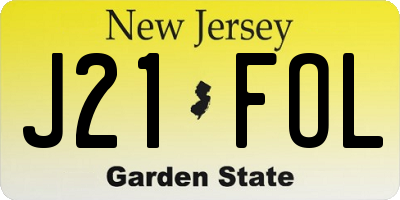 NJ license plate J21FOL