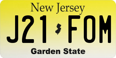 NJ license plate J21FOM