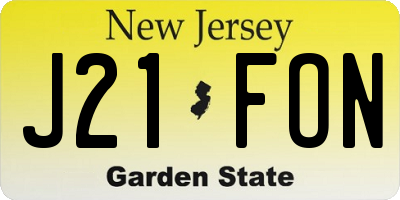 NJ license plate J21FON