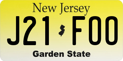 NJ license plate J21FOO