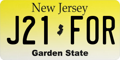 NJ license plate J21FOR