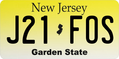 NJ license plate J21FOS