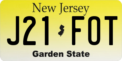 NJ license plate J21FOT