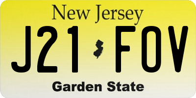 NJ license plate J21FOV