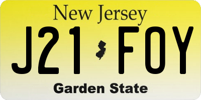 NJ license plate J21FOY
