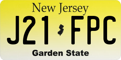 NJ license plate J21FPC