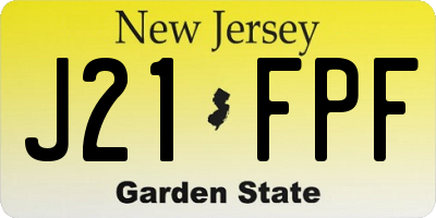 NJ license plate J21FPF