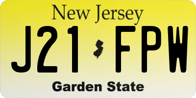 NJ license plate J21FPW