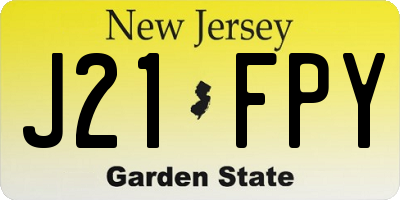 NJ license plate J21FPY