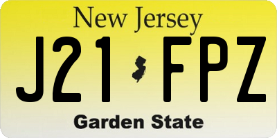 NJ license plate J21FPZ