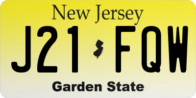 NJ license plate J21FQW