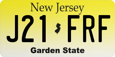NJ license plate J21FRF