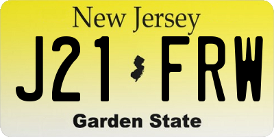NJ license plate J21FRW