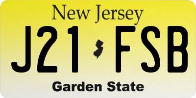 NJ license plate J21FSB