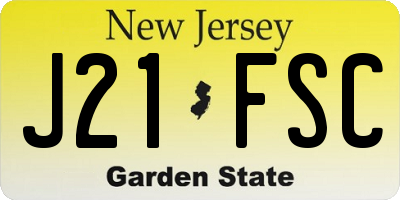 NJ license plate J21FSC