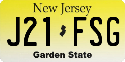 NJ license plate J21FSG
