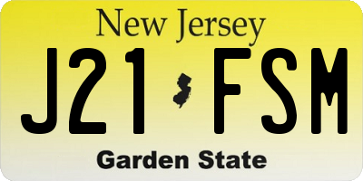 NJ license plate J21FSM