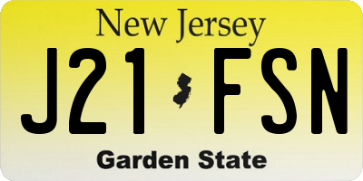 NJ license plate J21FSN
