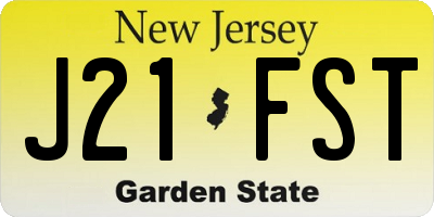 NJ license plate J21FST
