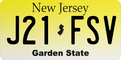 NJ license plate J21FSV