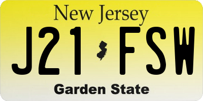 NJ license plate J21FSW