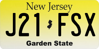 NJ license plate J21FSX