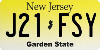 NJ license plate J21FSY