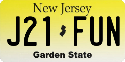 NJ license plate J21FUN