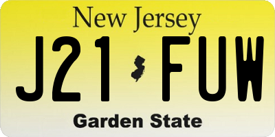 NJ license plate J21FUW