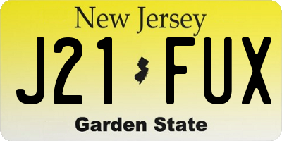 NJ license plate J21FUX