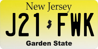 NJ license plate J21FWK