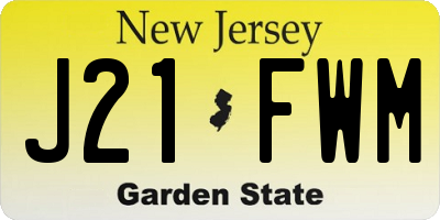 NJ license plate J21FWM
