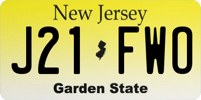 NJ license plate J21FWO