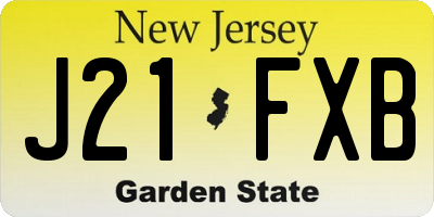 NJ license plate J21FXB