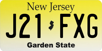 NJ license plate J21FXG