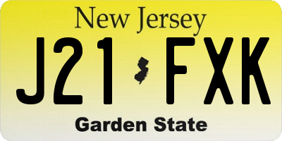 NJ license plate J21FXK