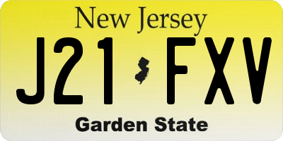 NJ license plate J21FXV